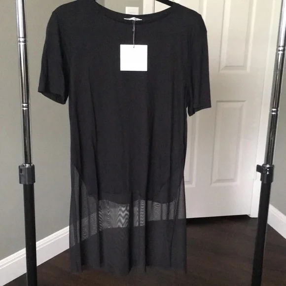 NWT black t-shirt with chiffon trim. - Picture 1 of 4